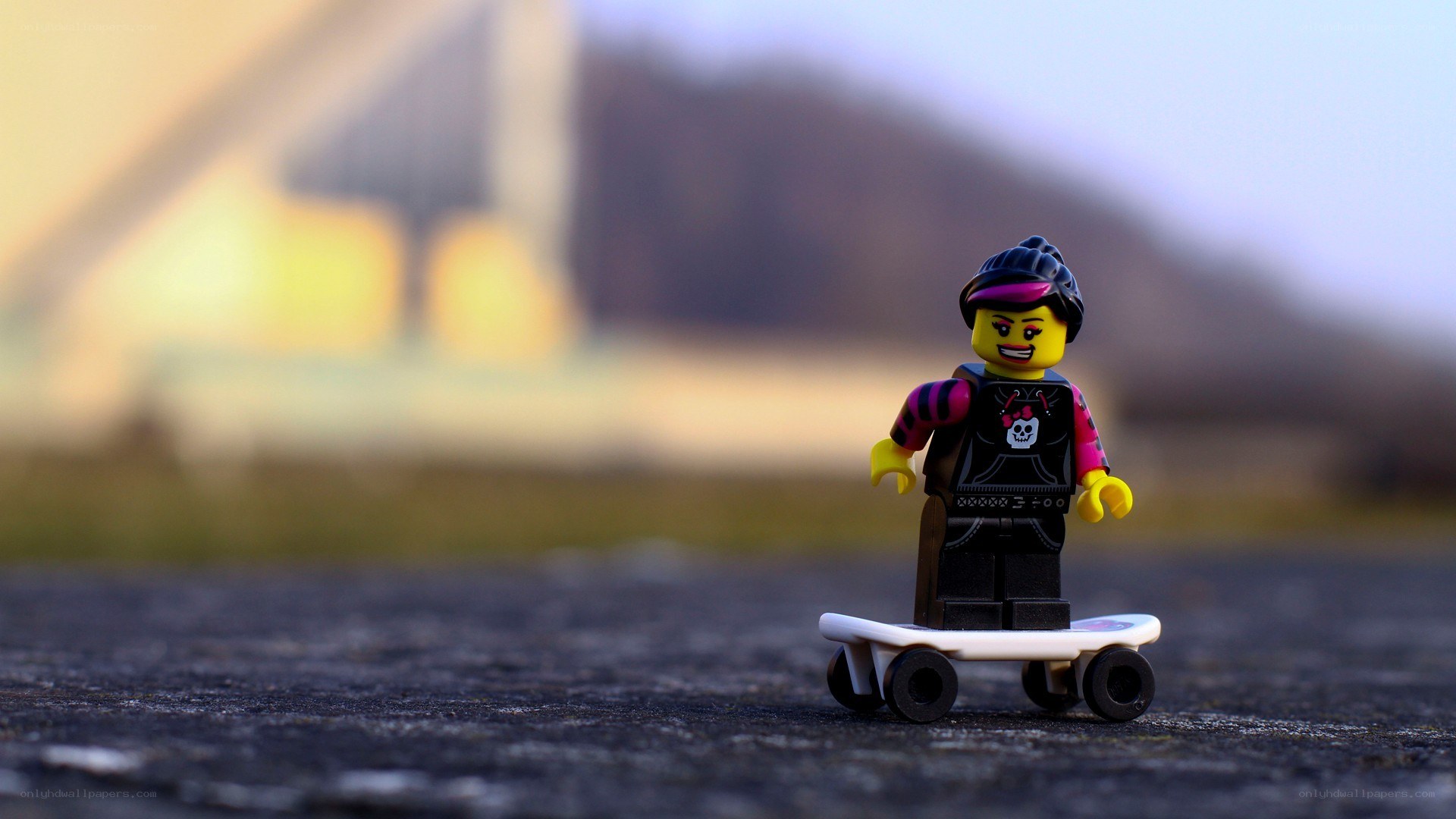 Lego figure on a skateboard