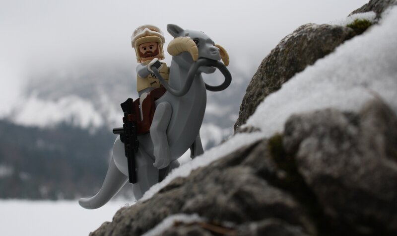 Lego figure on a tauntaun