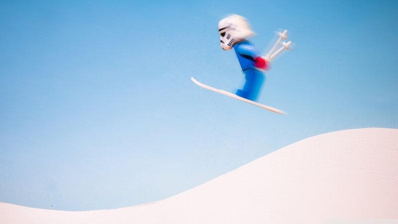 Lego Figure Skiing — Blue, Dynamic