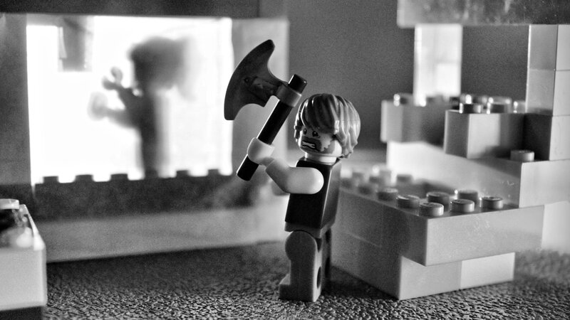 Lego figure with axe
