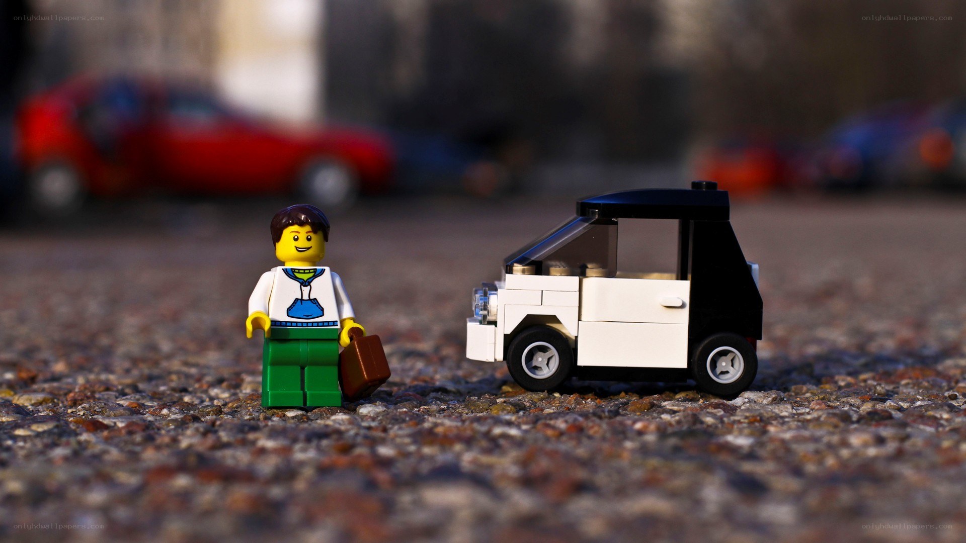 Lego figure with car