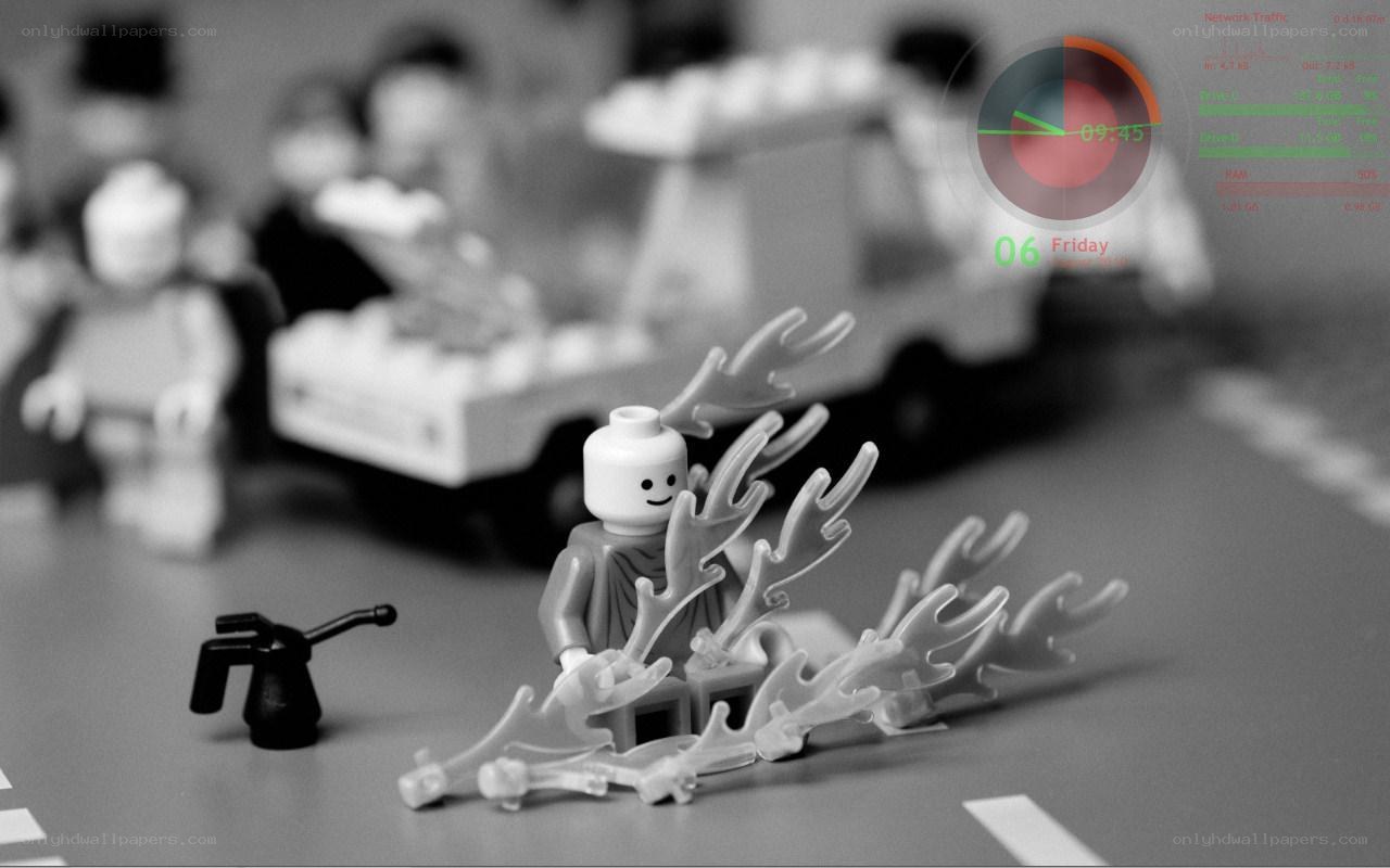 Lego figure with fire effect