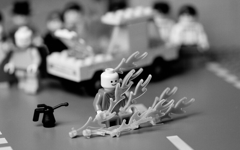 Lego figure with flames