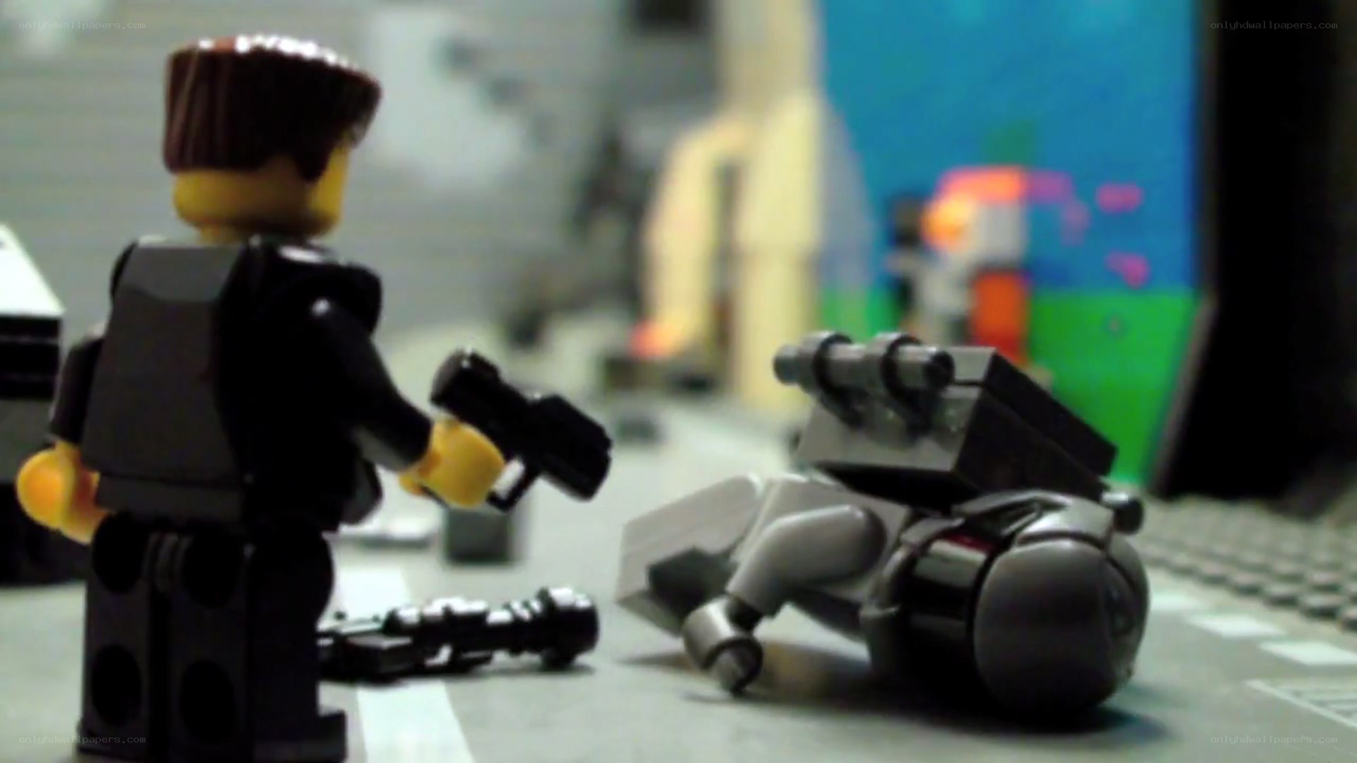 Lego figure with gun