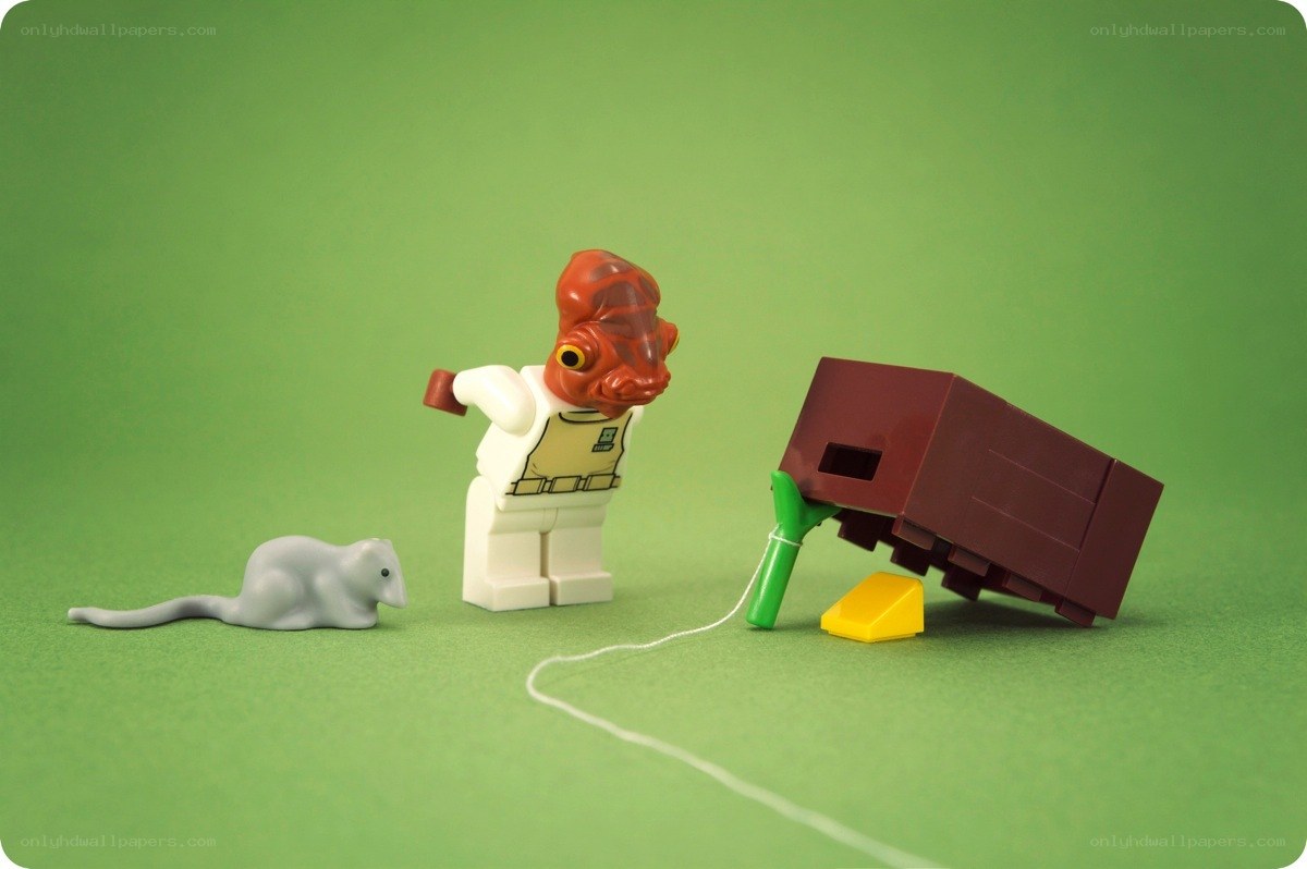 Lego figure with mouse and box