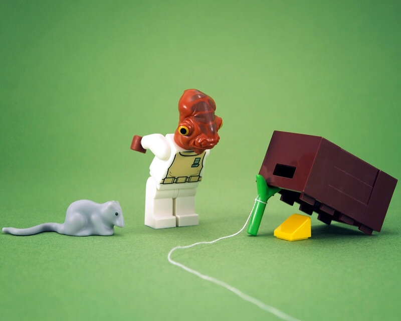 Lego figure with mouse trap