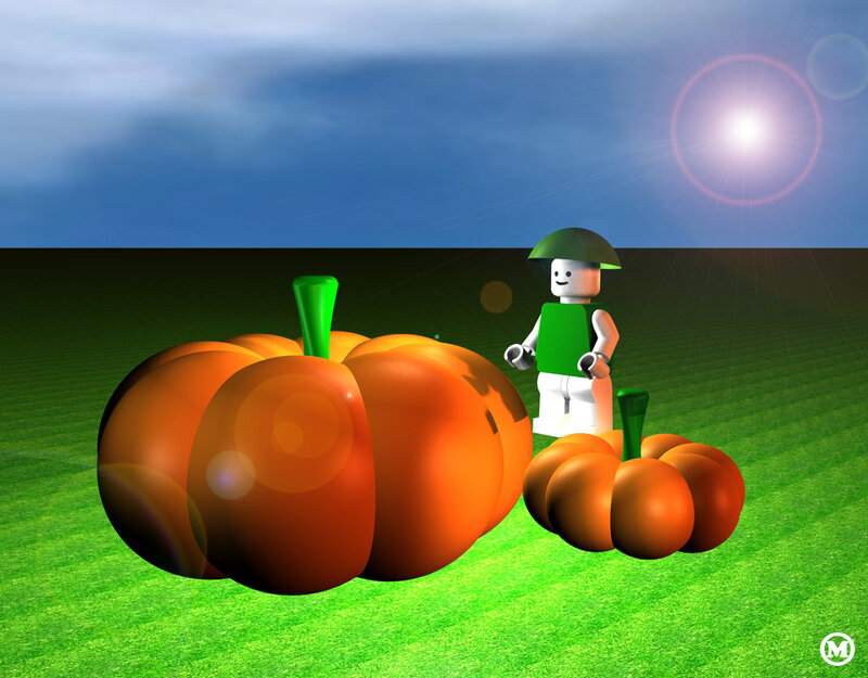 Lego Figure with Pumpkins