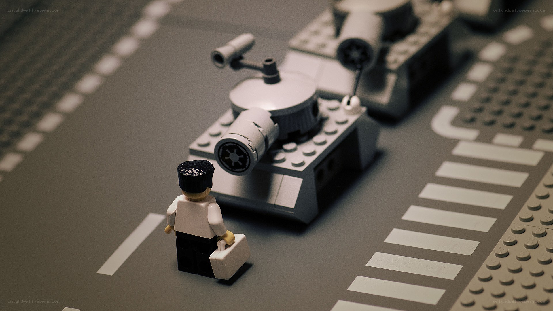 Lego figure with tank