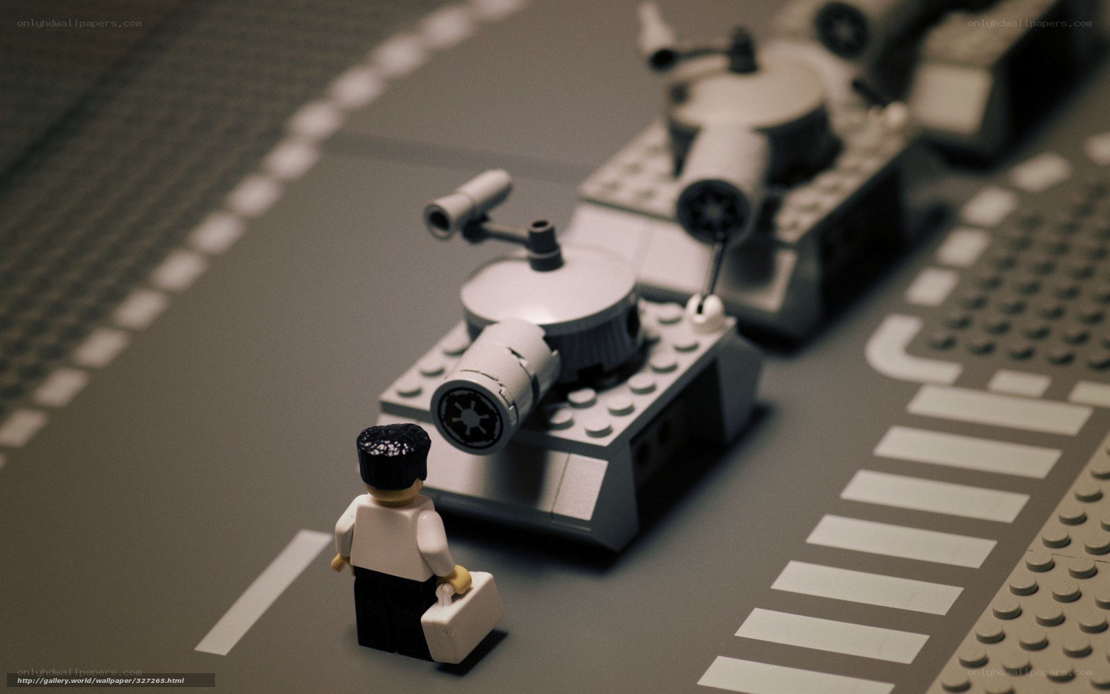 Lego figure with tank
