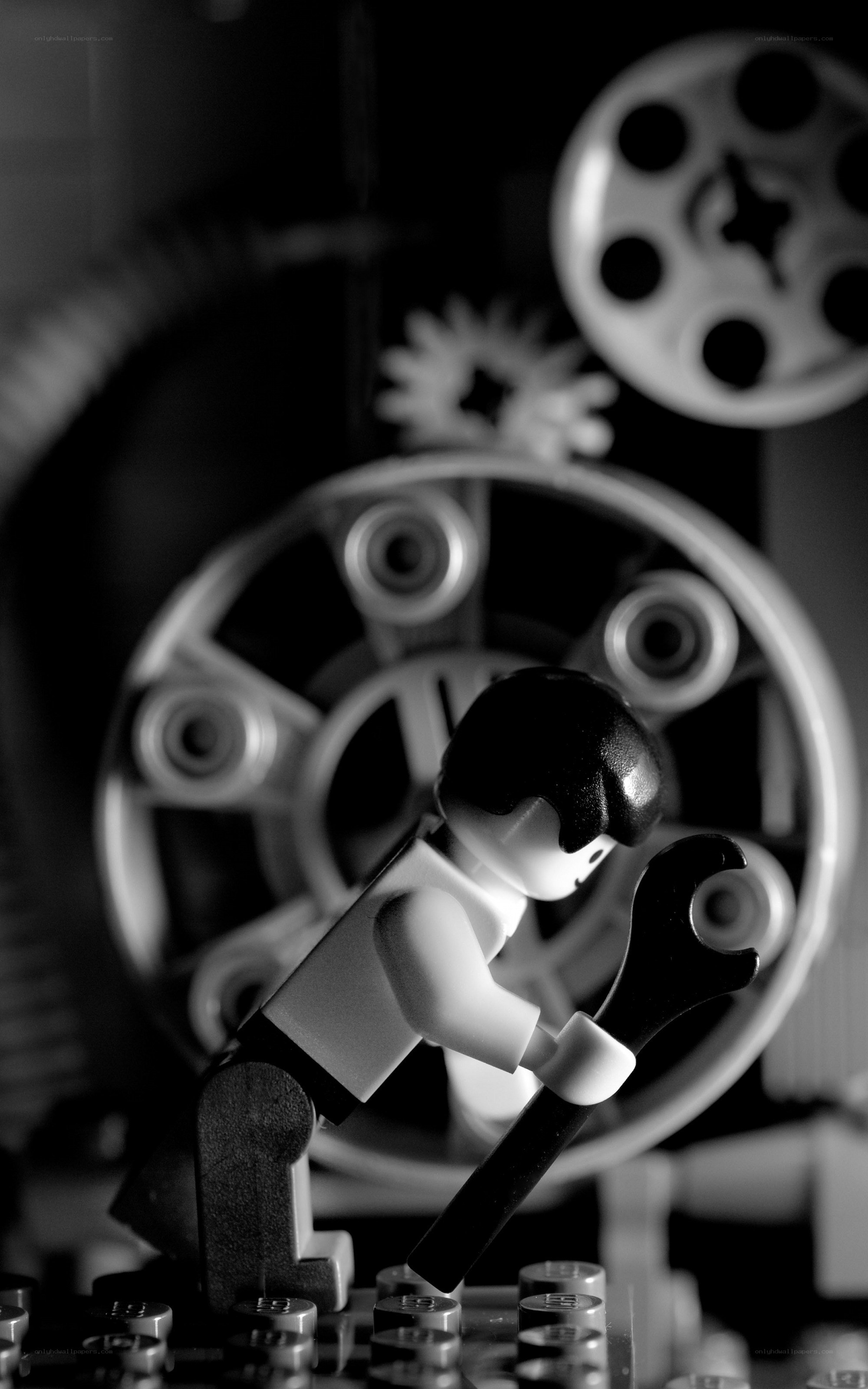 Lego figure with wrench