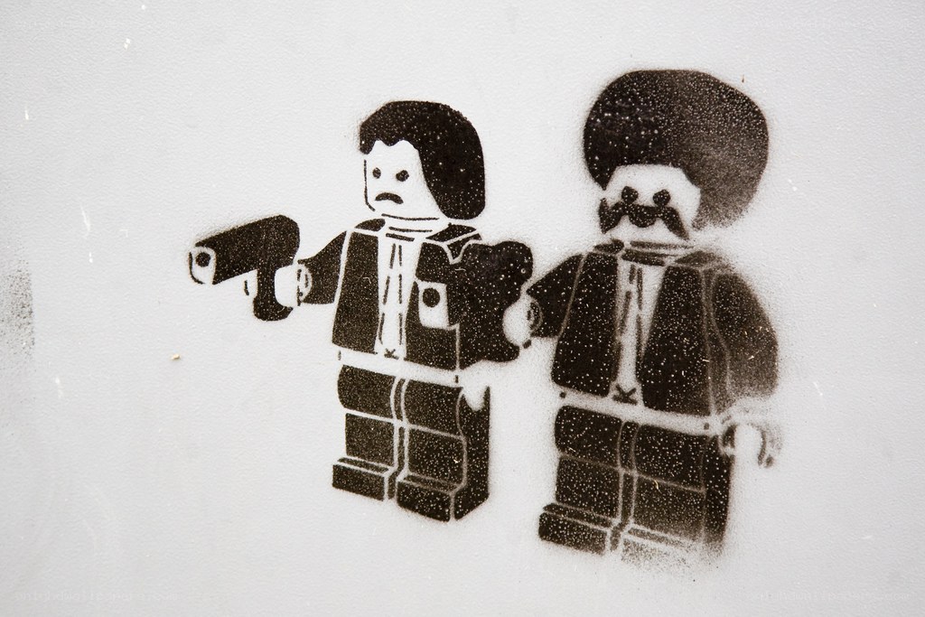 Lego figures graffiti art