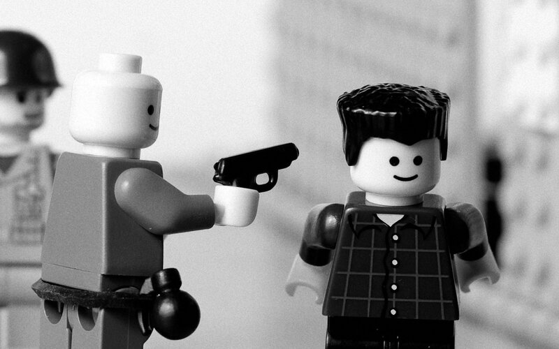 Lego figures in confrontation