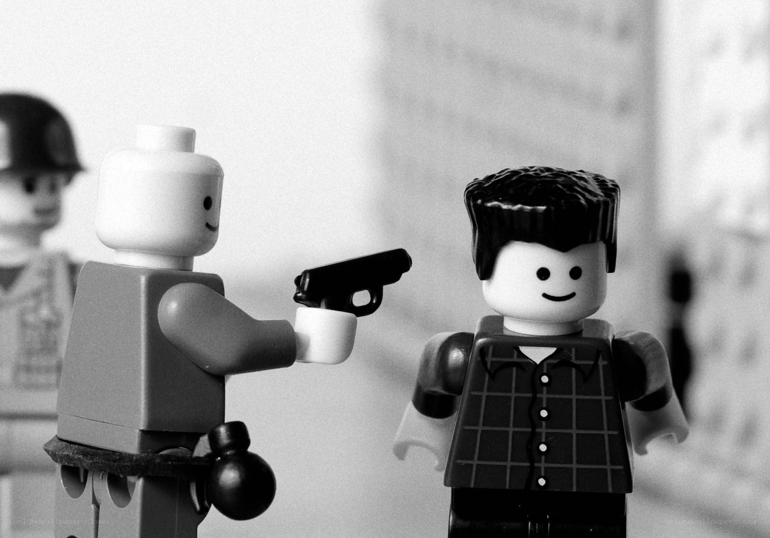 Lego figures in confrontation