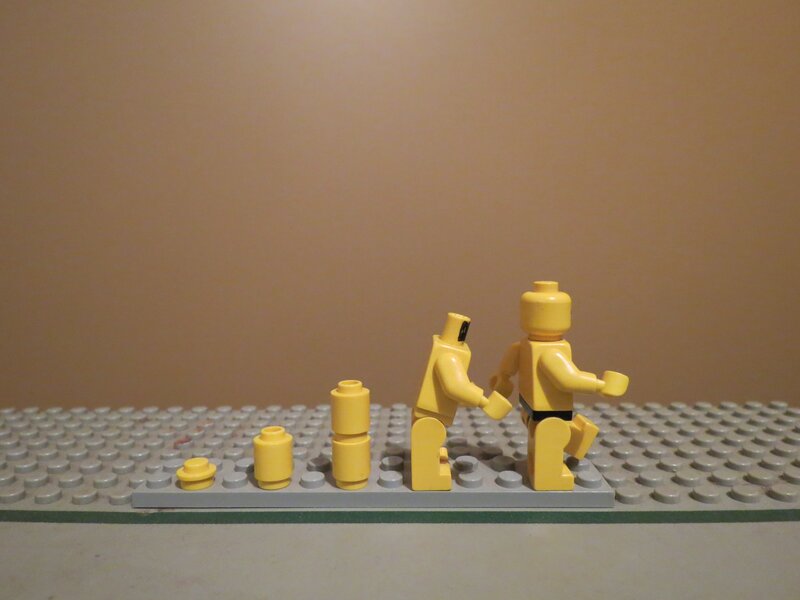 Lego figures on a baseplate