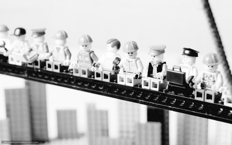 Lego figures on a bridge
