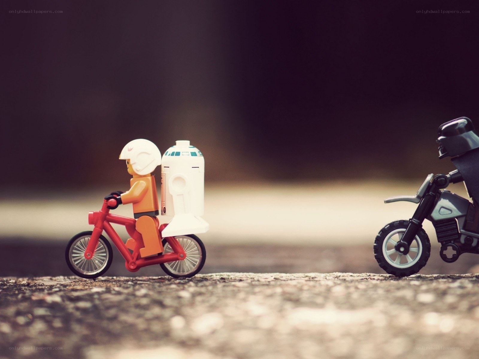 Lego figures on bikes