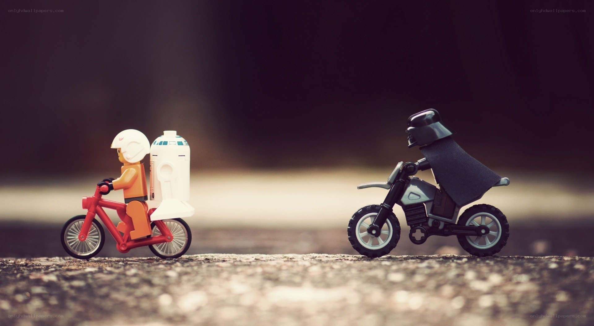 Lego figures on bikes