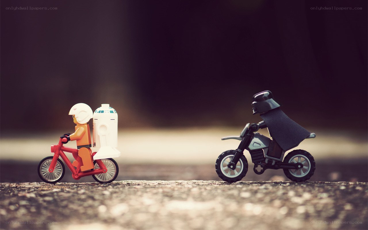 Lego figures on bikes