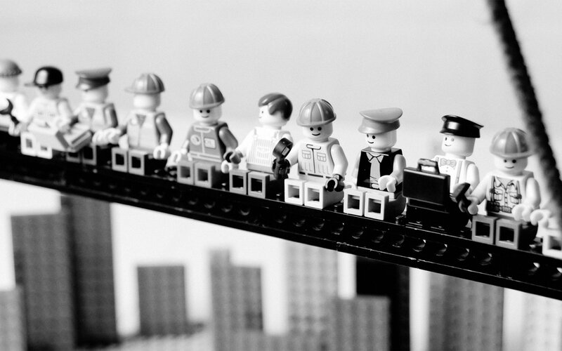 Lego Figures on Train — Black, Neutral