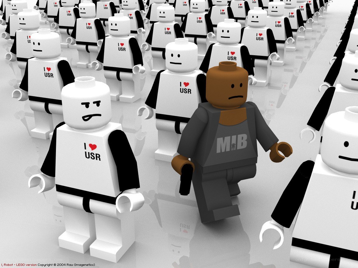 Lego figures with I love USR