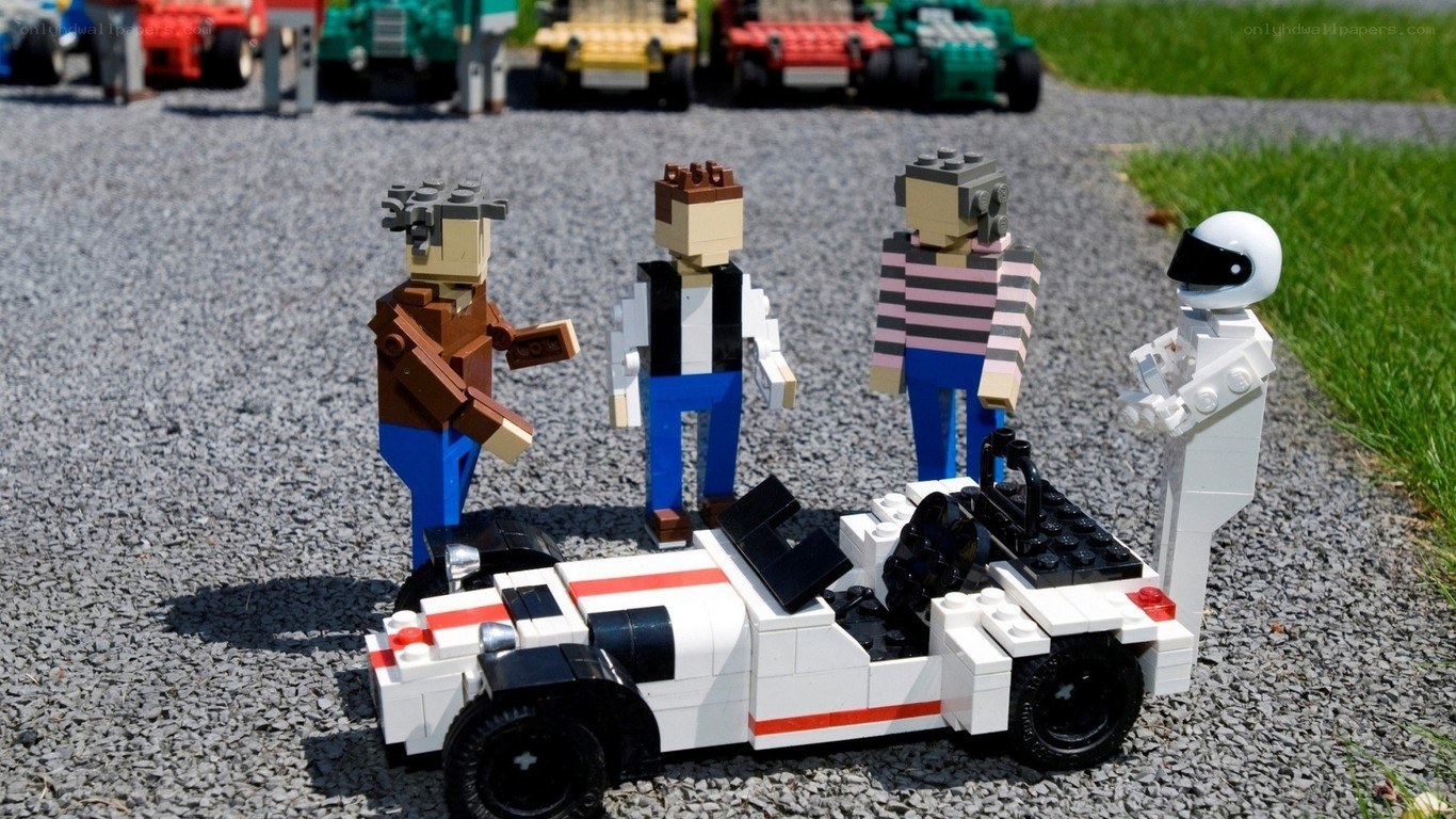 Lego figures with race car