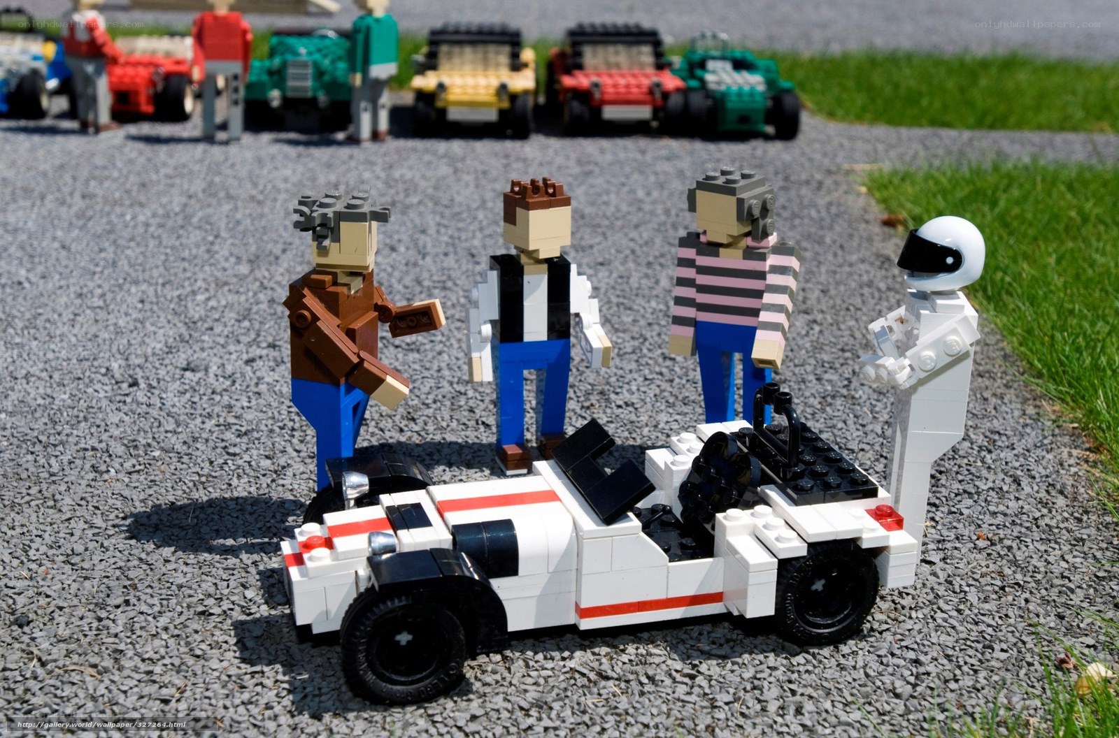 Lego figures with race car