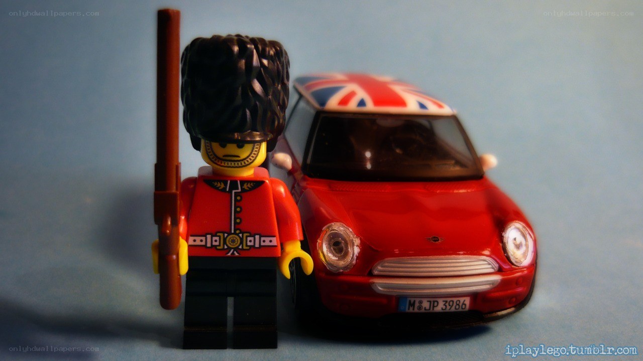 Lego guard with red car