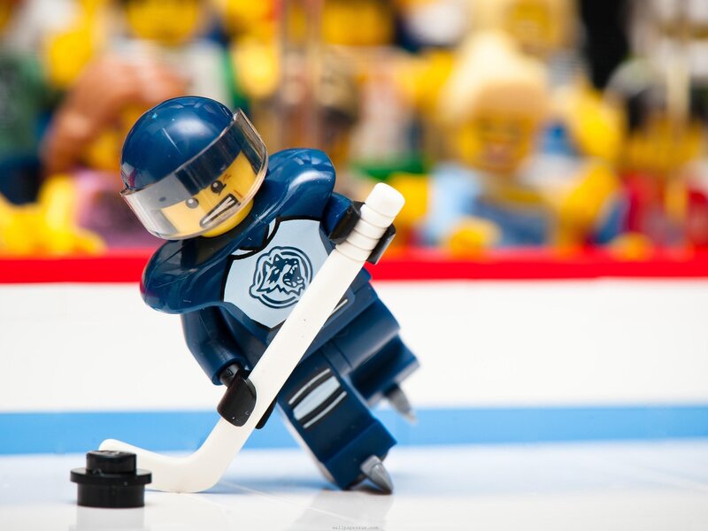 Lego hockey player on ice