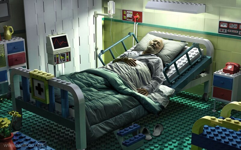 Lego hospital room scene