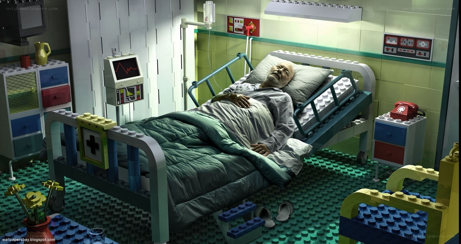 Lego hospital room scene
