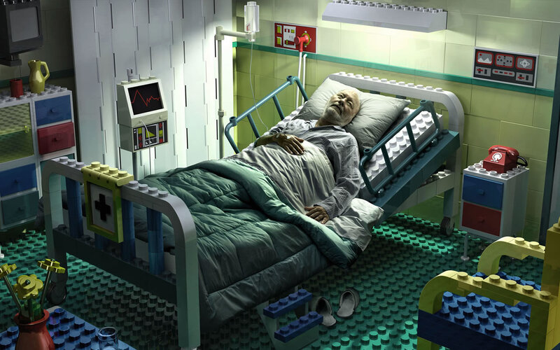 Lego hospital room scene