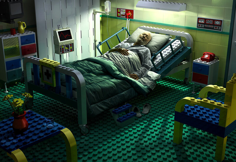 Lego hospital room scene