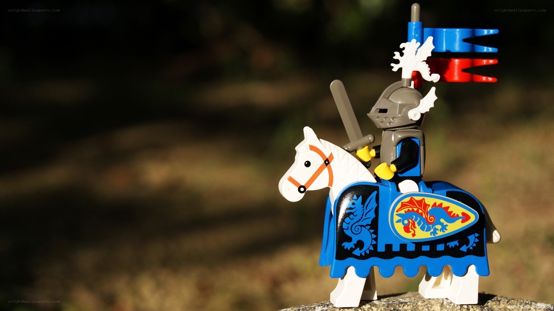 Lego knight on horseback