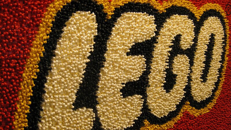 LEGO logo mosaic artwork