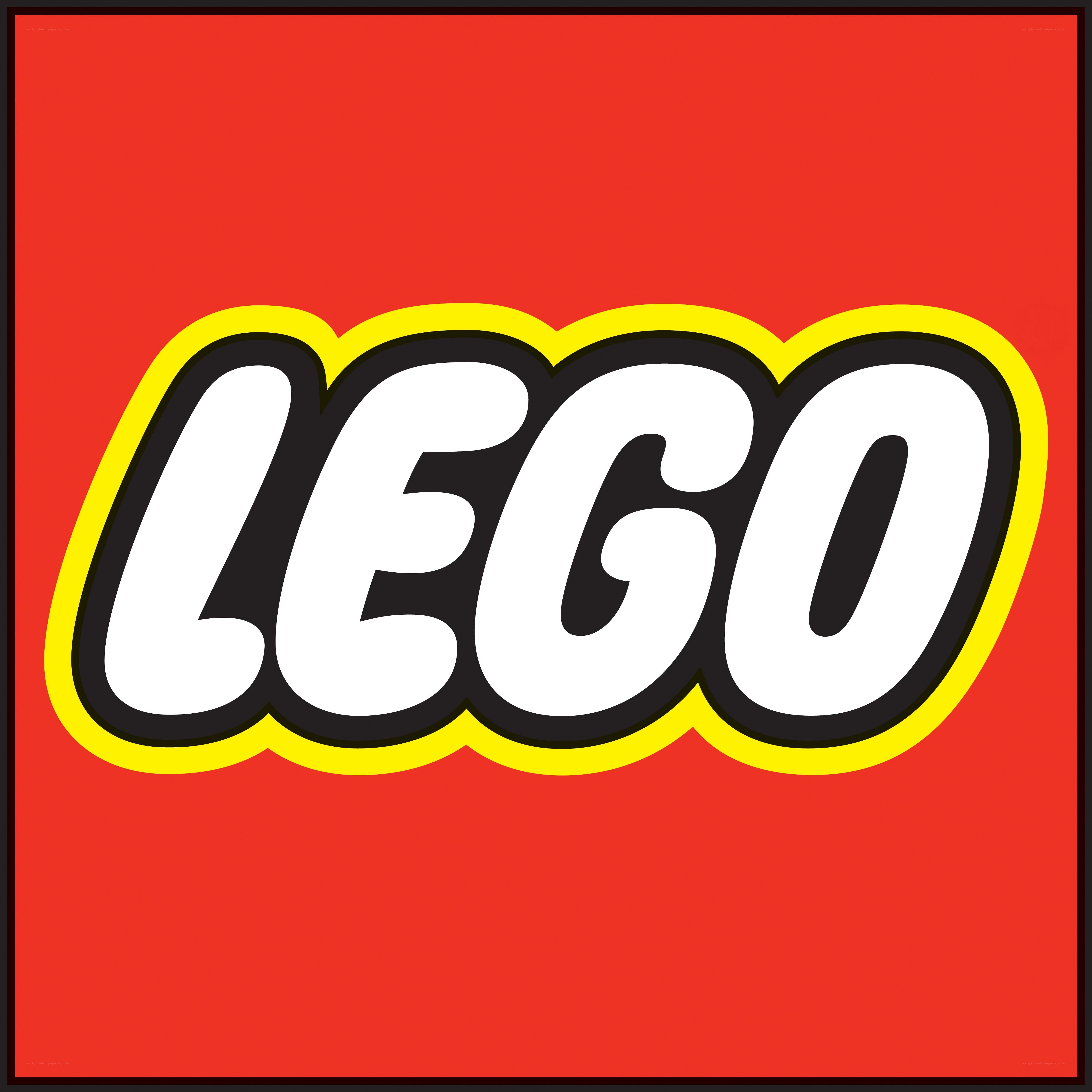 Lego logo on red background