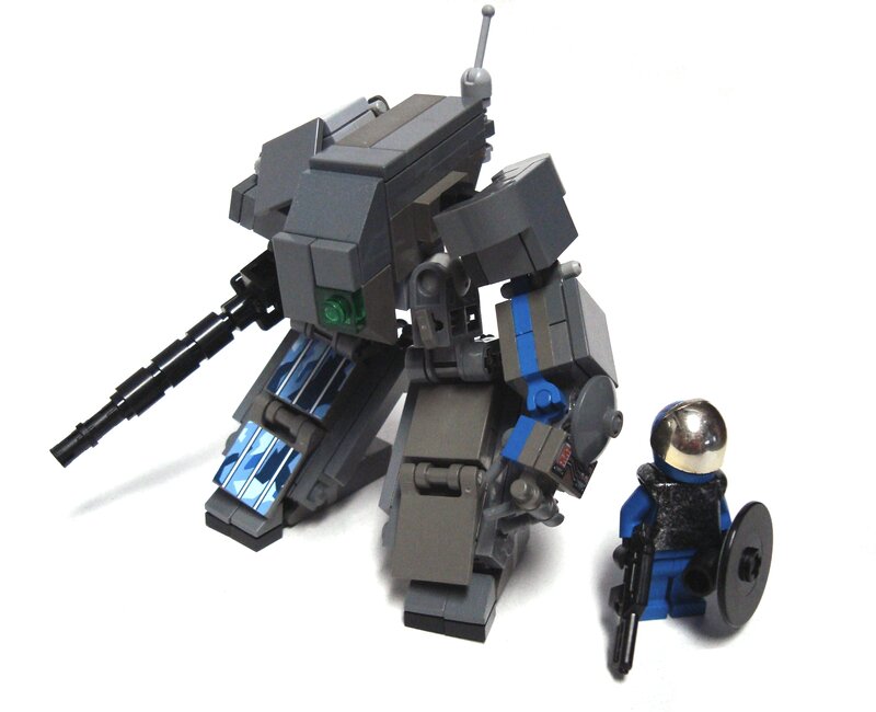 Lego mech and minifigure
