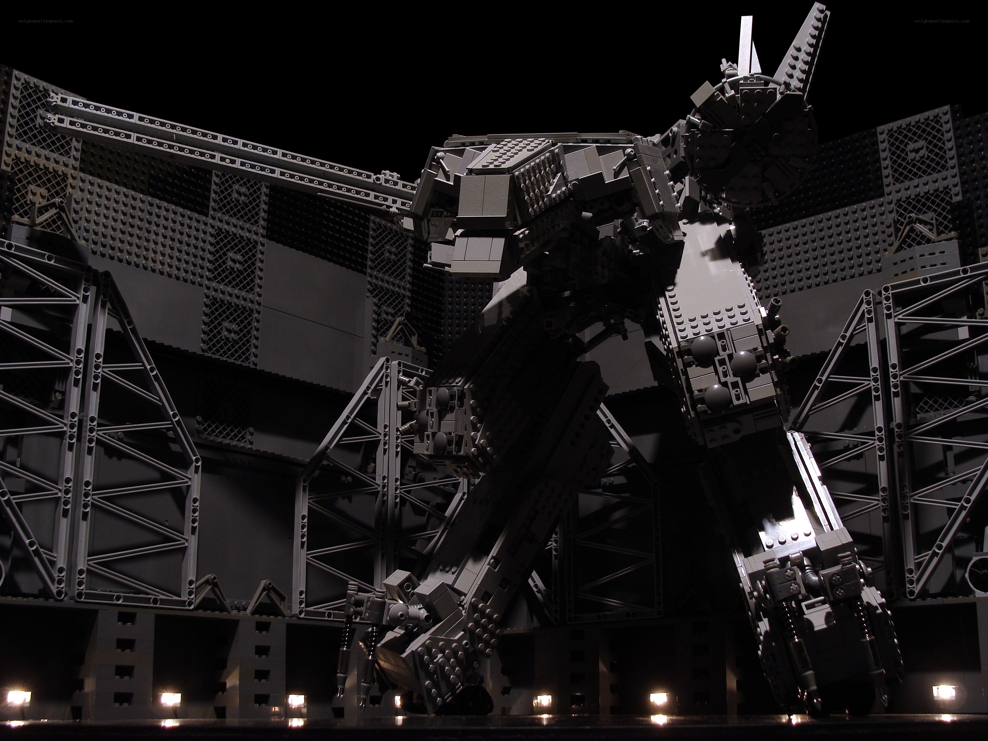 Lego mech in dark setting