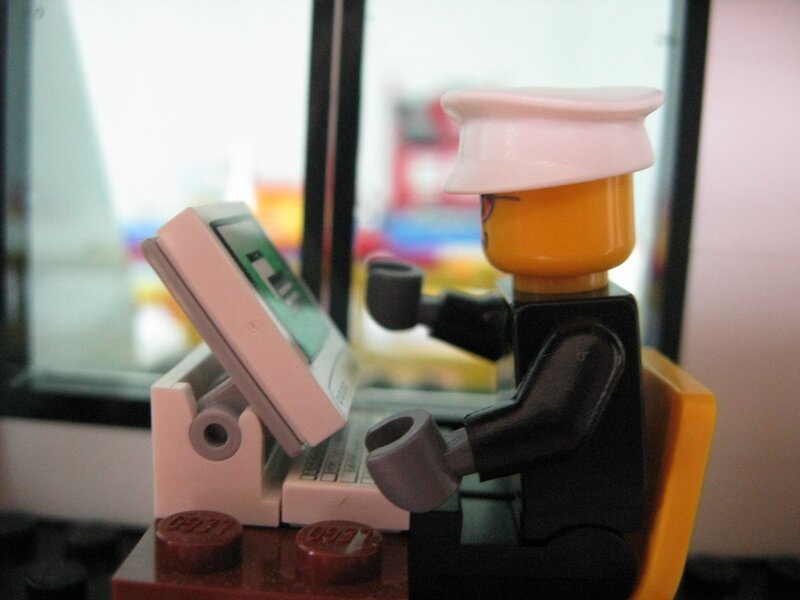 Lego Minifigure at Computer