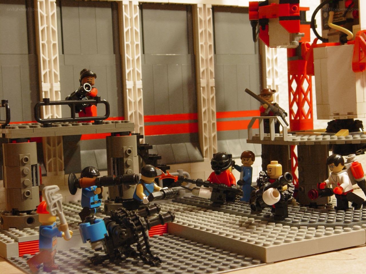 Lego minifigure battle scene