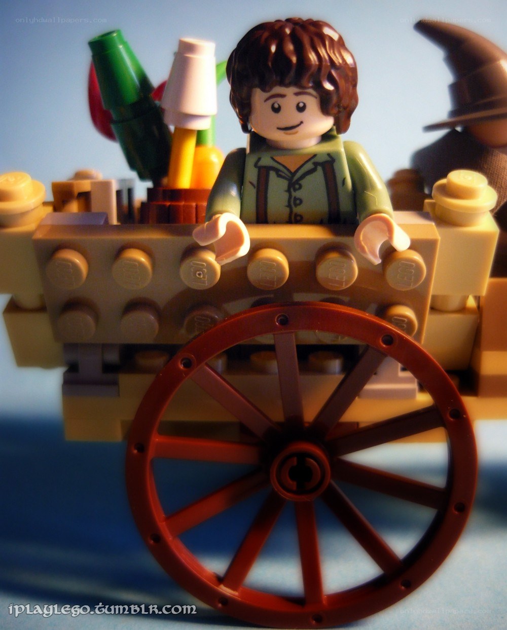Lego minifigure in a cart