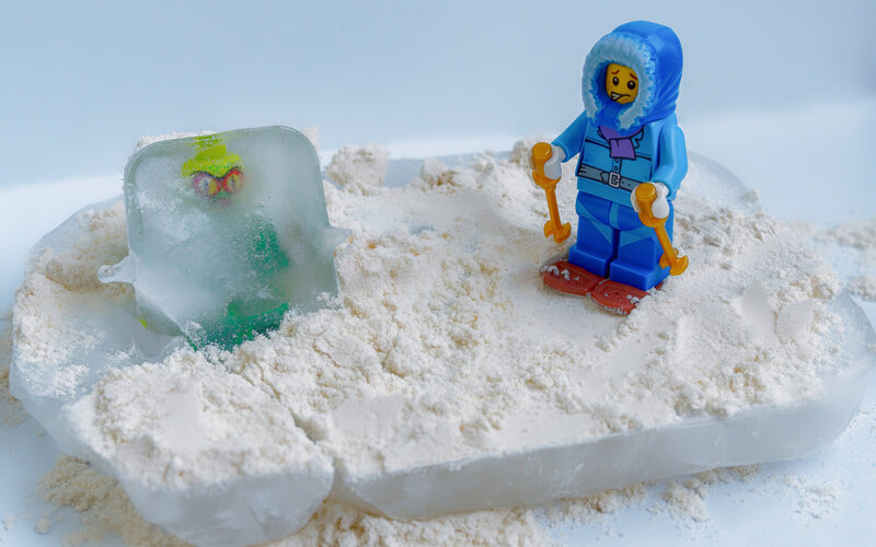 Lego Minifigure in Snow — Blue
