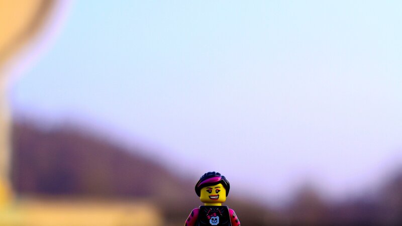 Lego minifigure in sunset