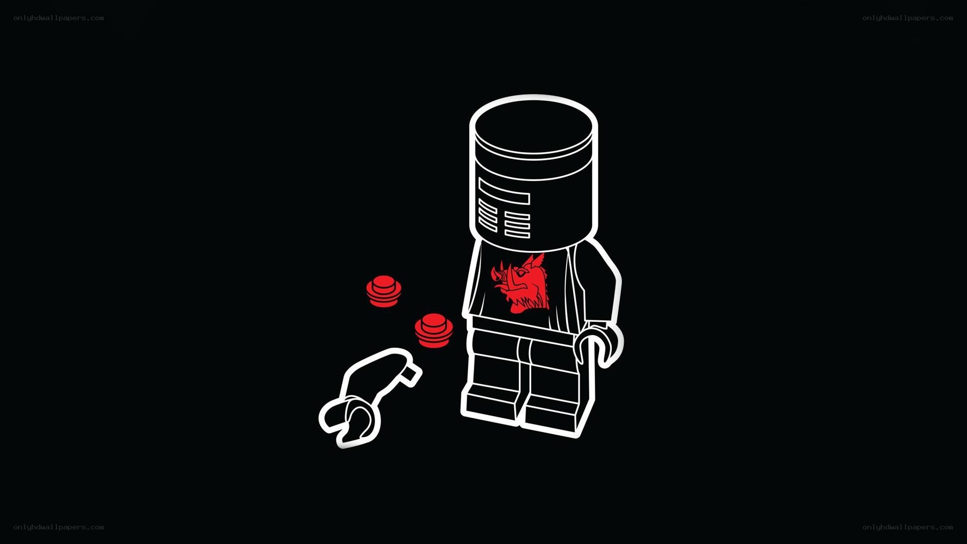 Lego minifigure with red emblem