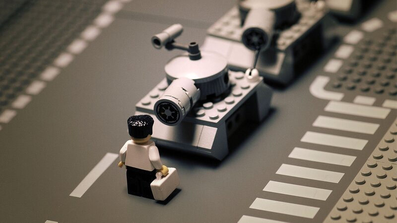 Lego Minifigure with Tank
