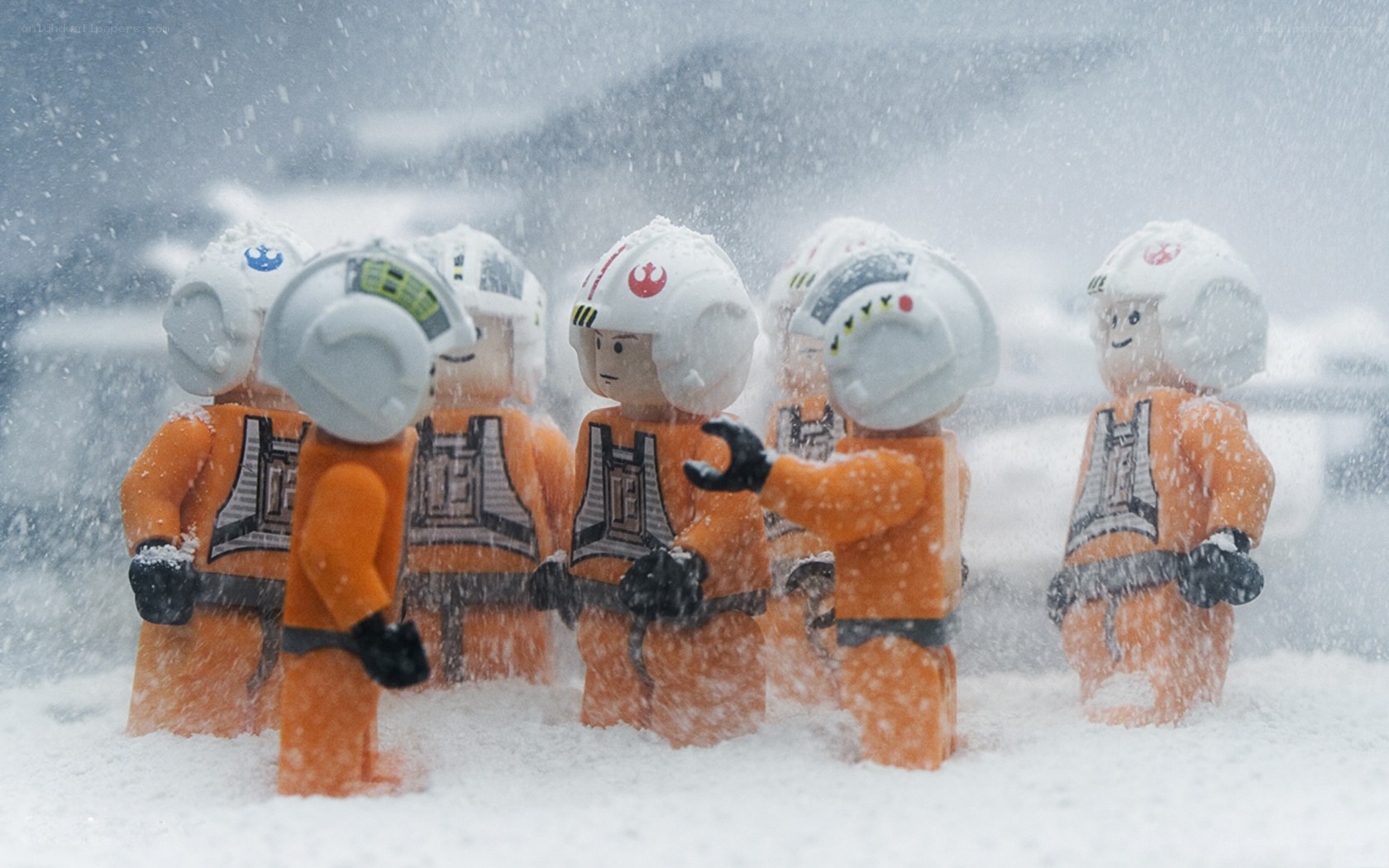Lego rebels in snowstorm