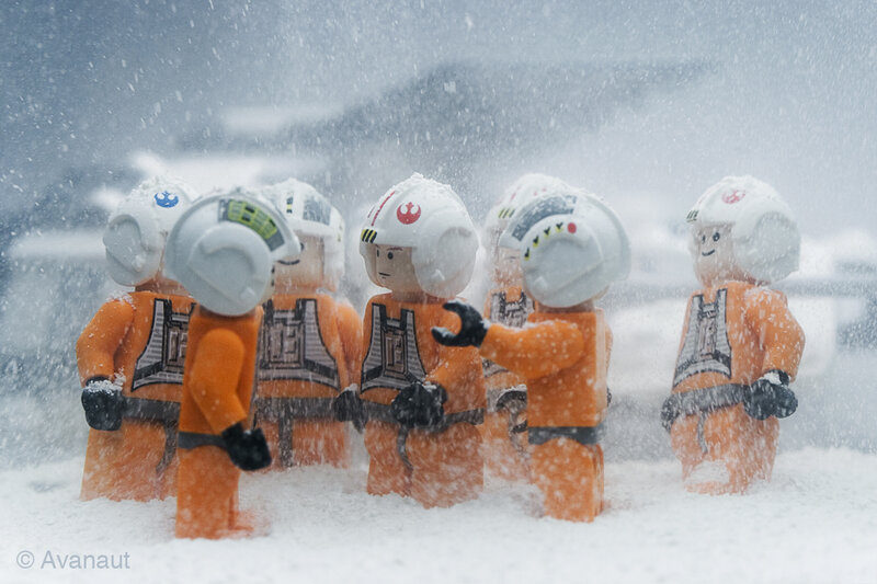 Lego rebels in snowstorm