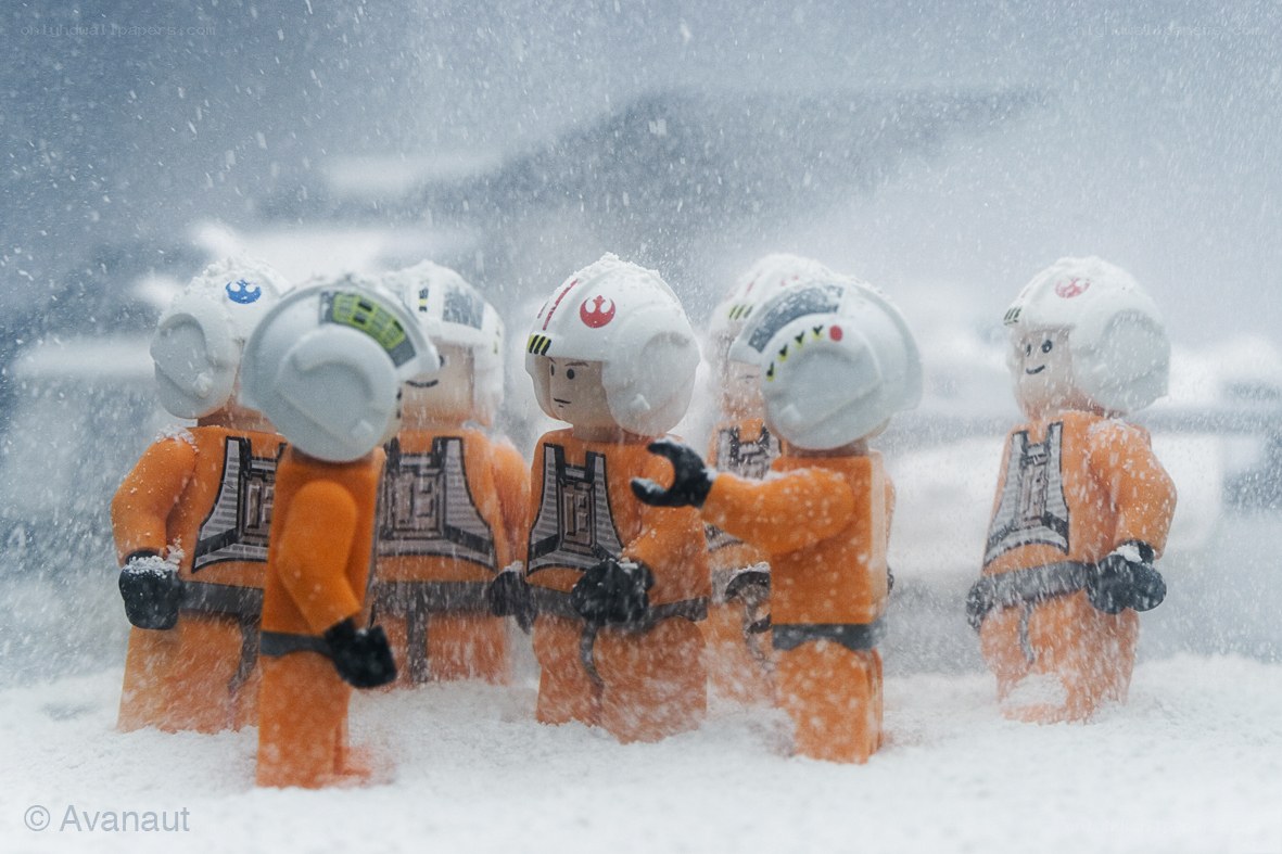 Lego rebels in snowstorm