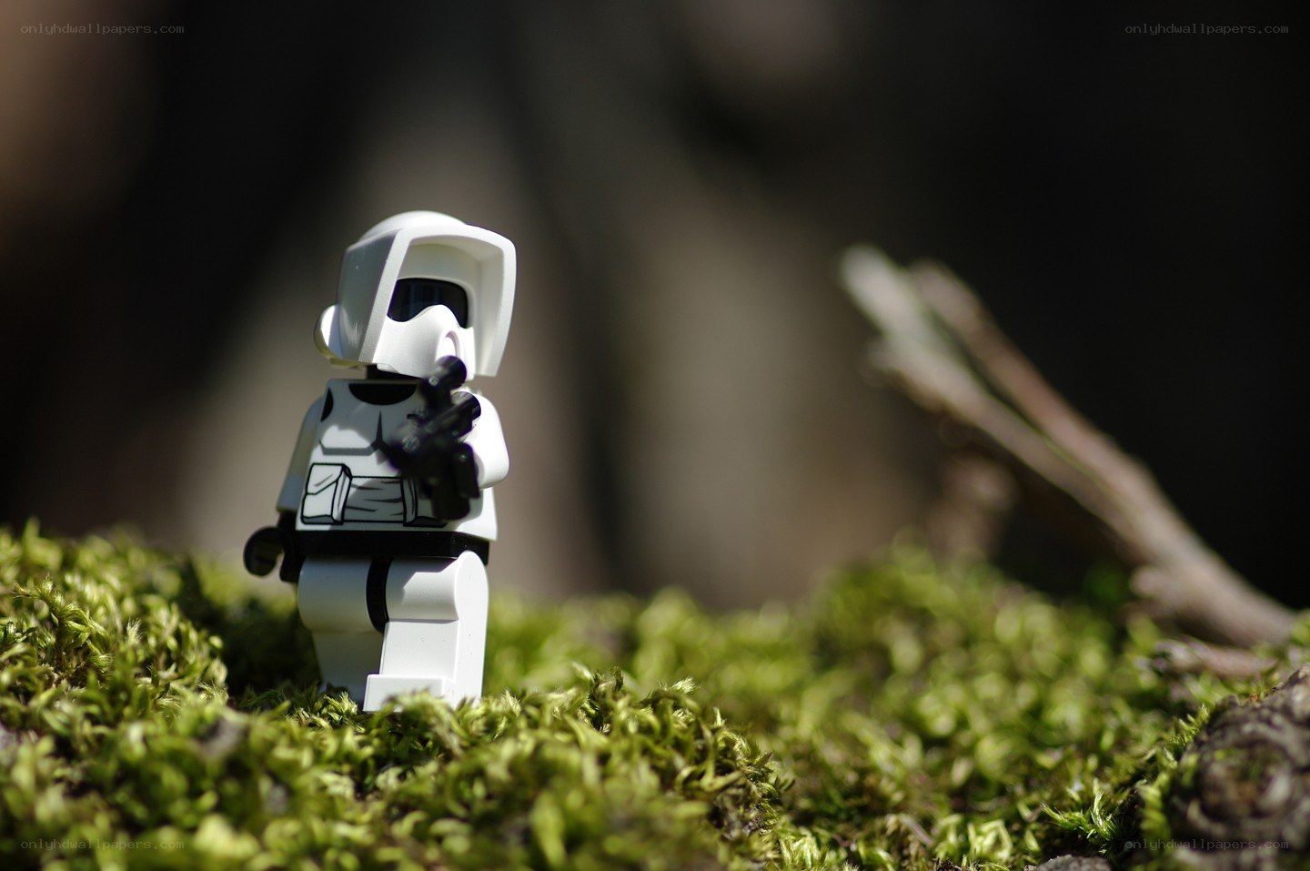 Lego scout trooper on moss
