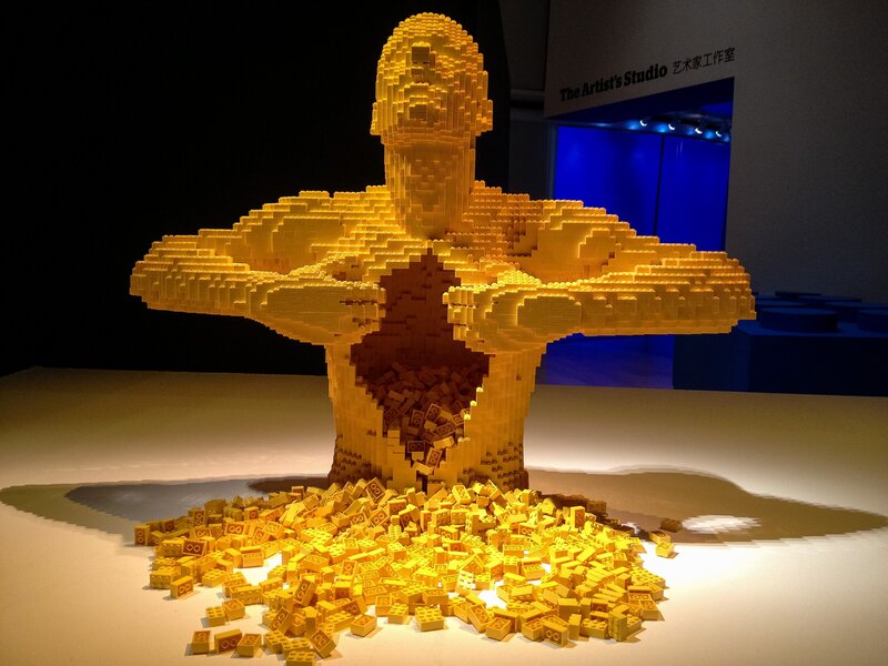 Lego sculpture of a figure