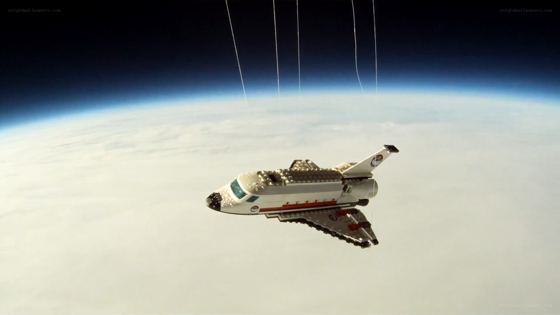 Lego shuttle in space